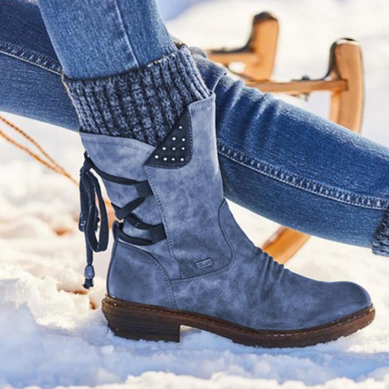 Esther | Women's Lace-Up Mid-Calf Slouch Boots - Image 3