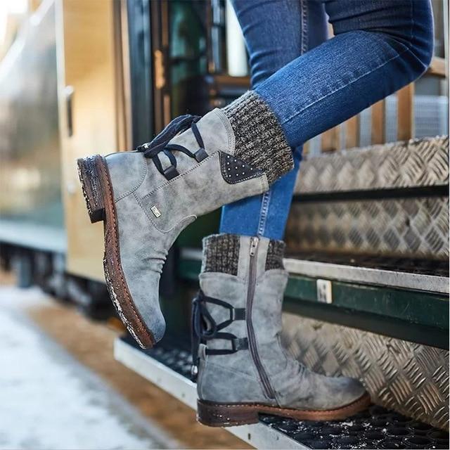 Esther | Women's Lace-Up Mid-Calf Slouch Boots - Image 2