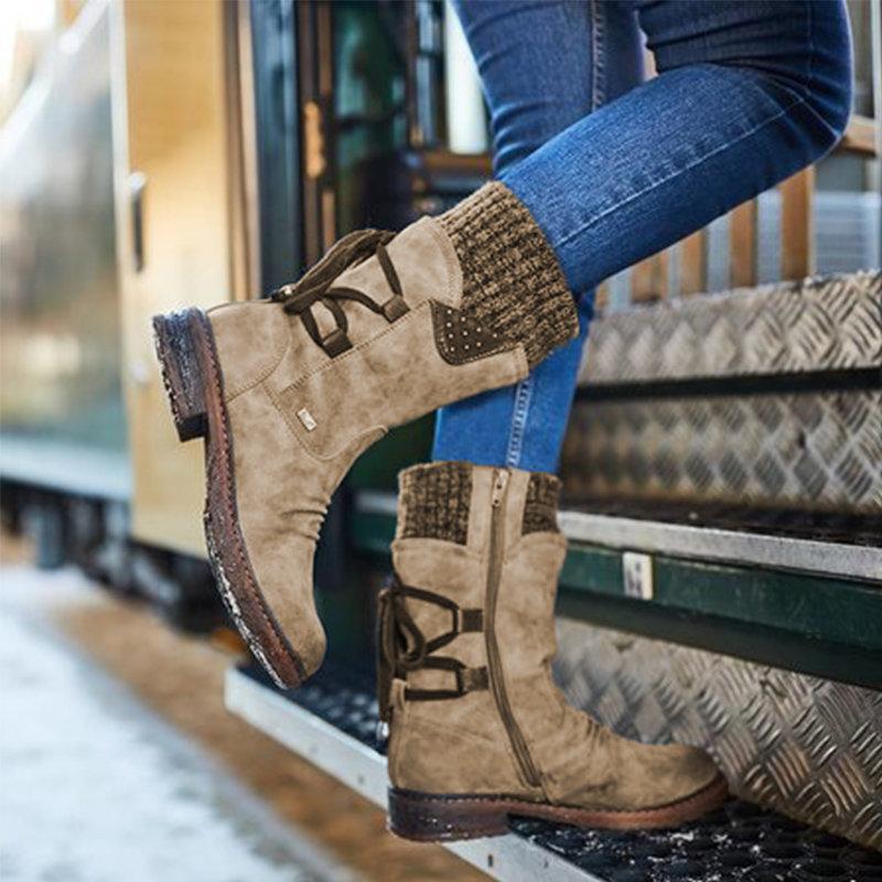 Esther | Women's Lace-Up Mid-Calf Slouch Boots - Image 6
