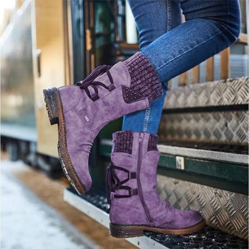 Esther | Women's Lace-Up Mid-Calf Slouch Boots - Image 8