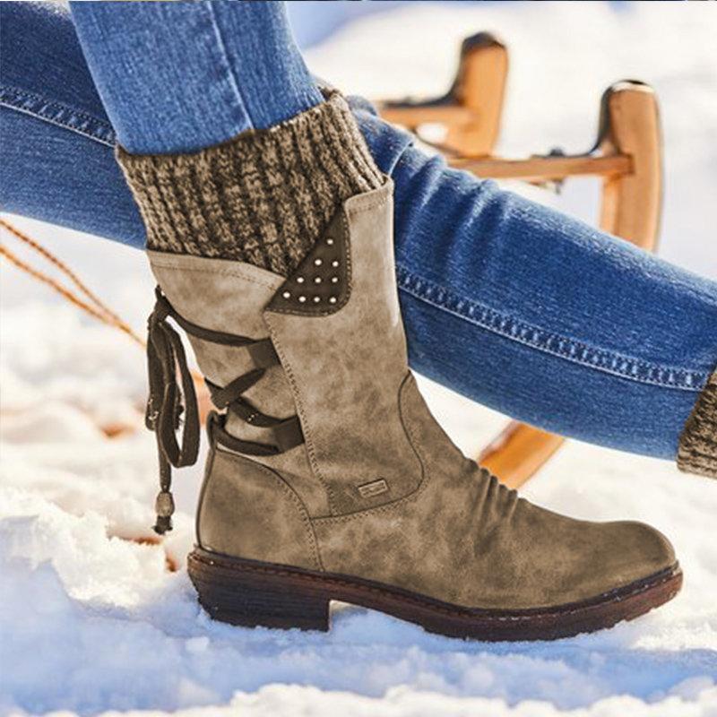 Esther | Women's Lace-Up Mid-Calf Slouch Boots - Image 1