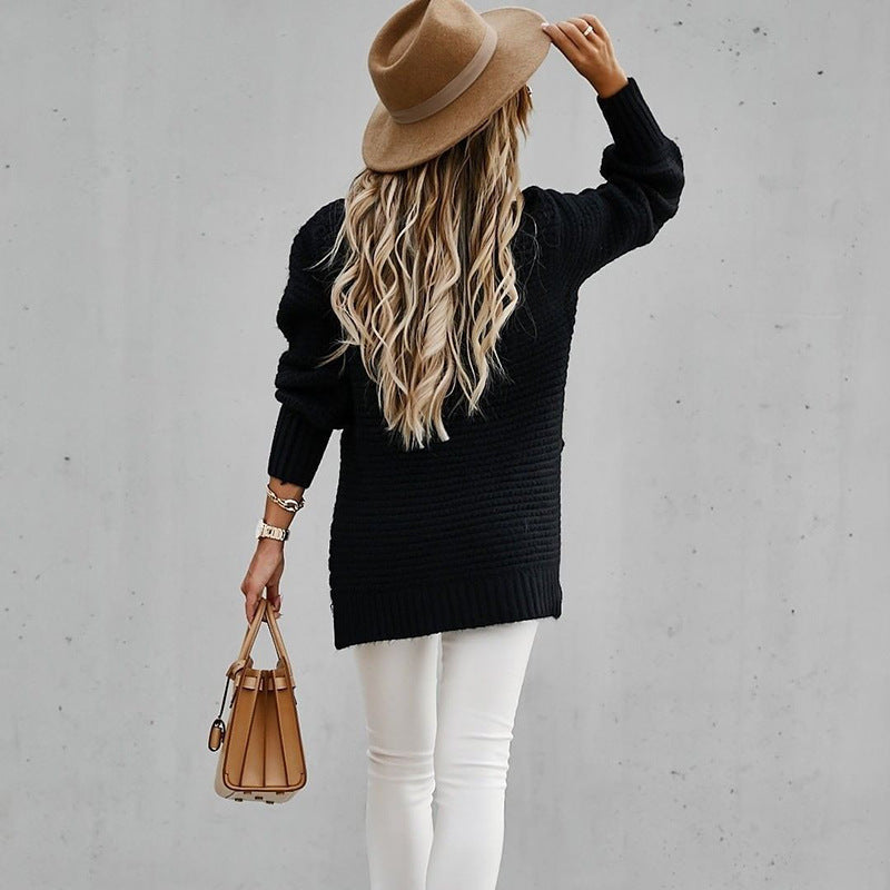 Lucille | Women's Tunic Split Hem Mock Neck Sweater - Image 6