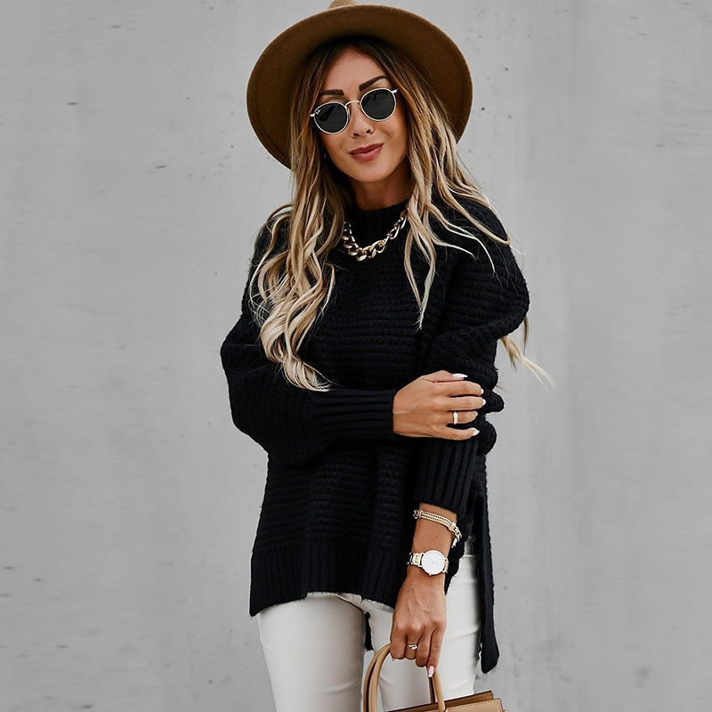 Lucille | Women's Tunic Split Hem Mock Neck Sweater - Image 5