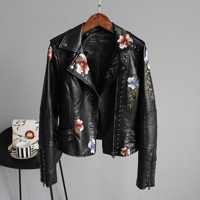 Emily | Women's Embroidered Biker Jacket - Image 1