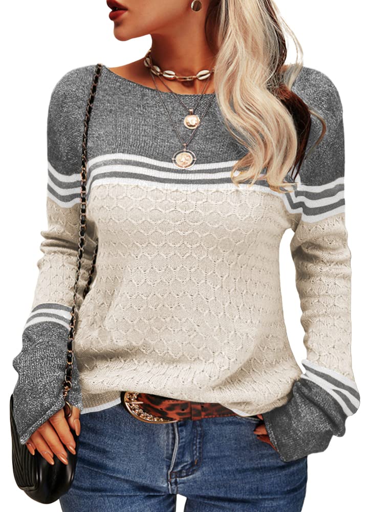 Mary | Women's Color Block Long Sleeve Pullover Sweater - Image 2