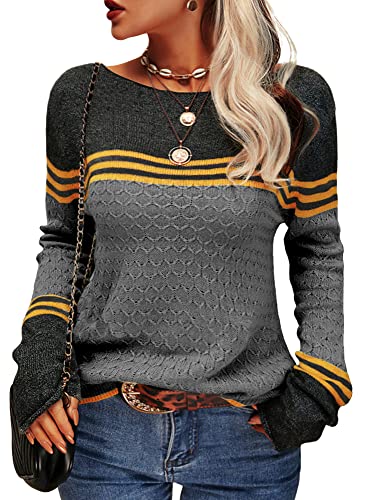 Mary | Women's Color Block Long Sleeve Pullover Sweater - Image 3