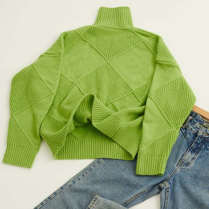 Peggy | Women's Turtleneck Diamond Pattern Sweater - Image 4