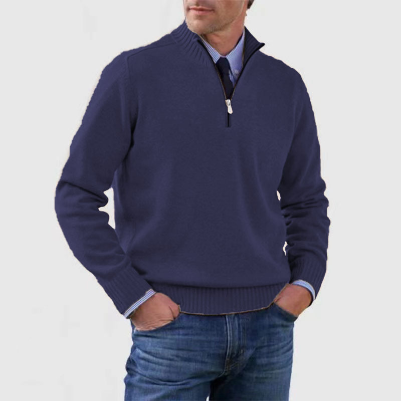 Dallas | Men's Quarter Zip Ribbed Knit Sweater - Image 5