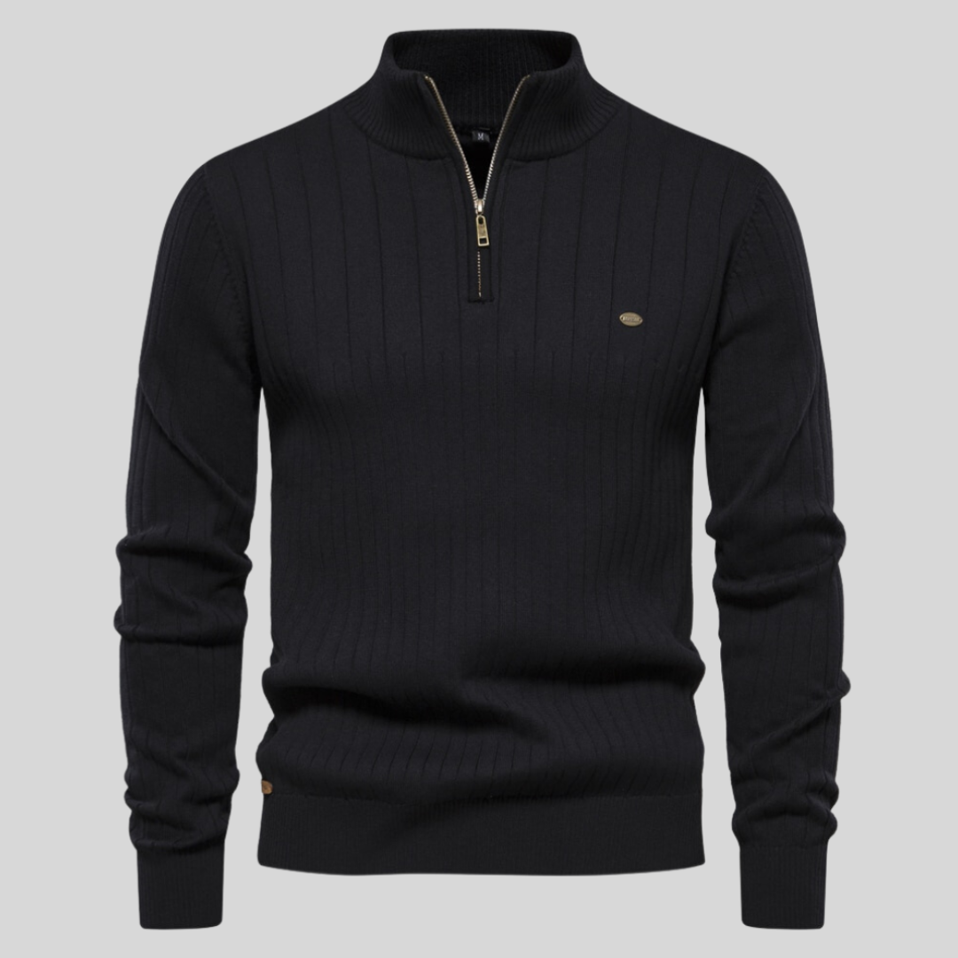 George | Men's Quarter Zip Ribbed Sweater - Image 1