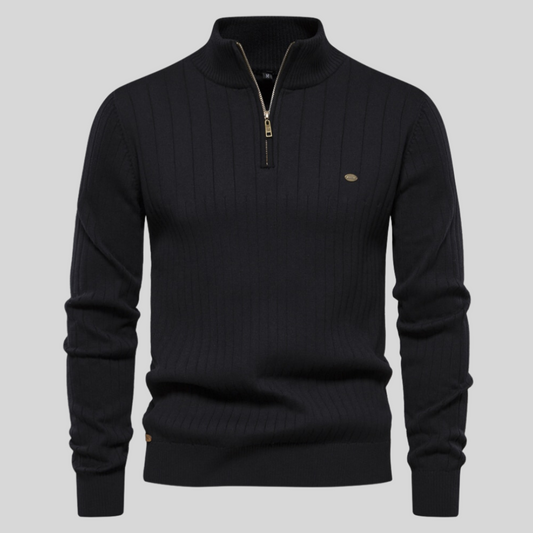 George | Men's Quarter Zip Ribbed Sweater - Image 1