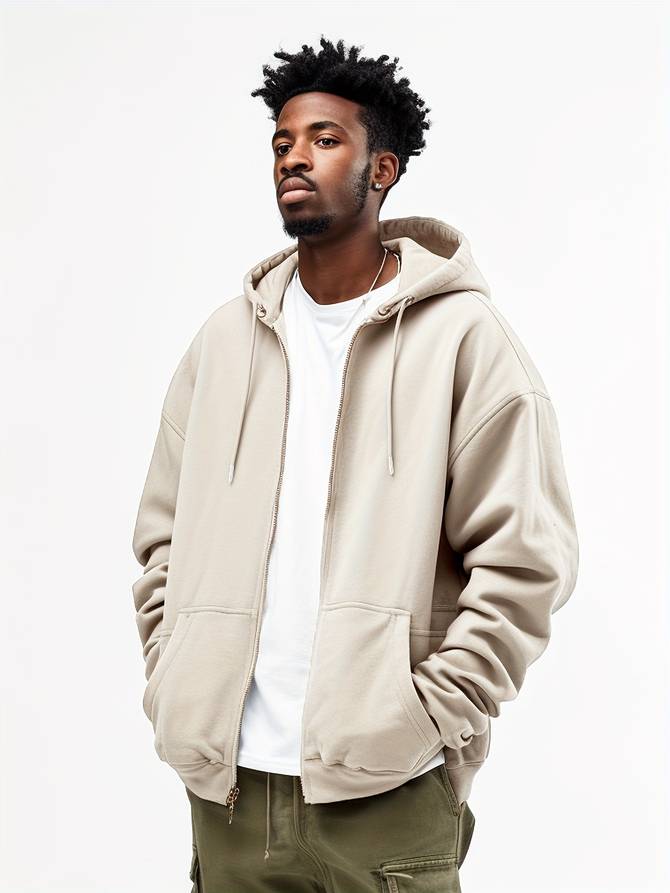 Harvey | Men's Oversized Full Zip Hoodie Jacket - Image 3