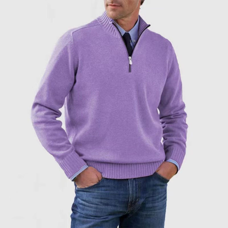 Dallas | Men's Quarter Zip Ribbed Knit Sweater - Image 12
