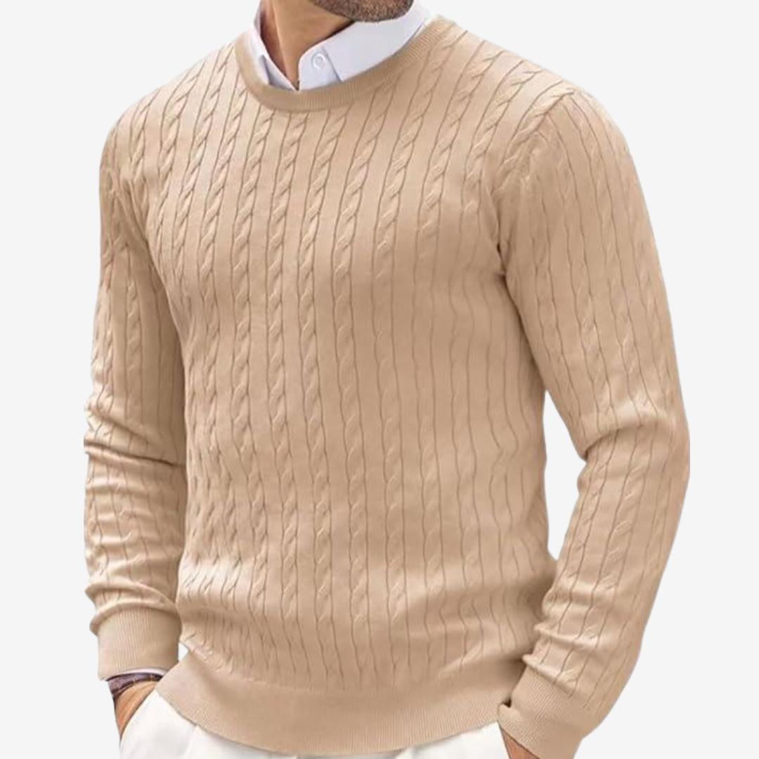 Laurence | Men's Cable Knit Crew Neck Sweater - Image 5