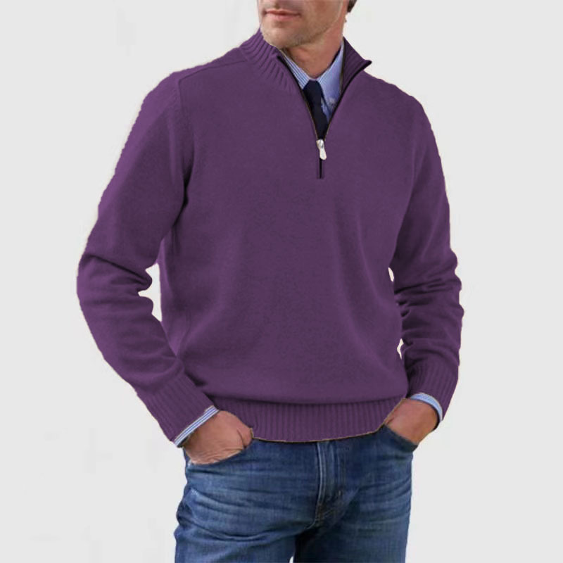 Dallas | Men's Quarter Zip Ribbed Knit Sweater - Image 13