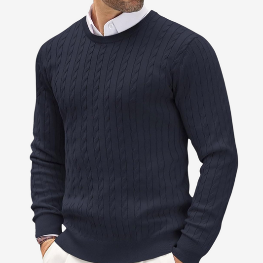 Laurence | Men's Cable Knit Crew Neck Sweater - Image 1