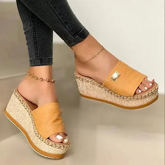 Women's Espadrille Wedge Slide Sandals - Image 1
