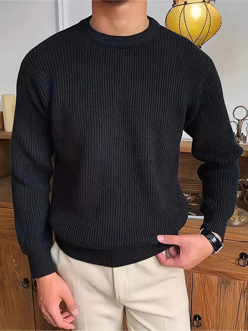 Danny | Men's Crew Neck Ribbed Sweater - Image 4