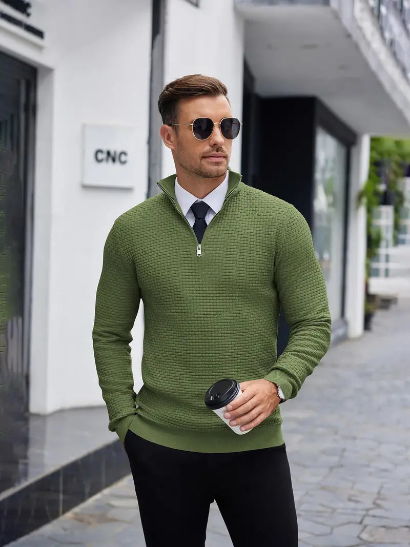 Colin | Men's Quarter-Zip Textured Sweater - Image 2