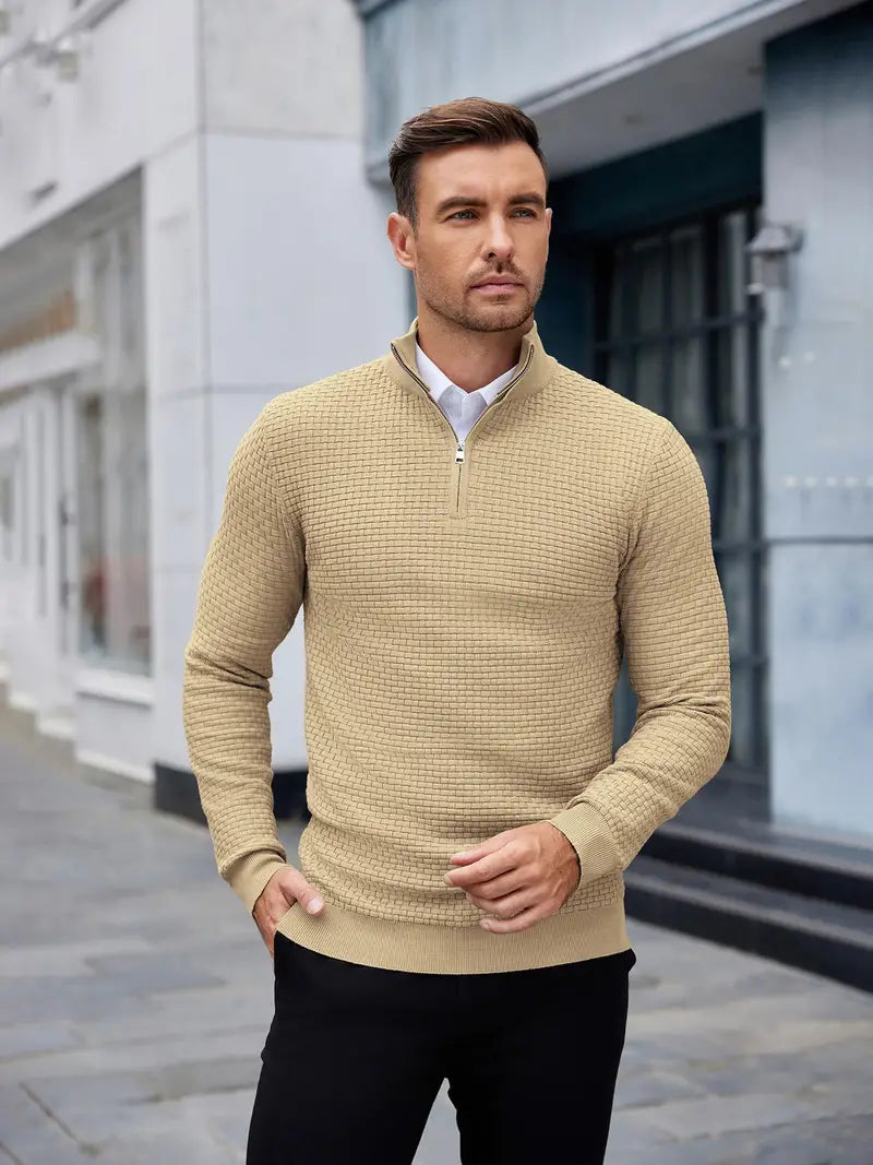 Colin | Men's Quarter-Zip Textured Sweater - Image 5