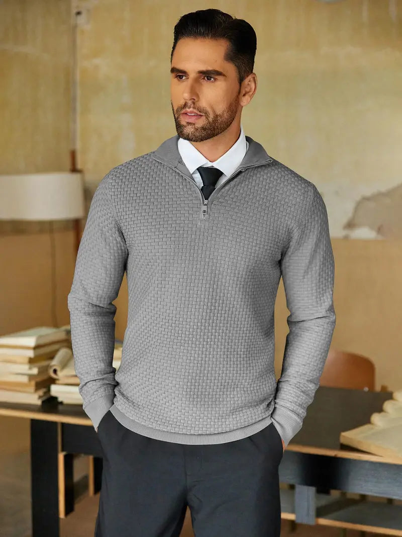 Colin | Men's Quarter-Zip Textured Sweater - Image 3