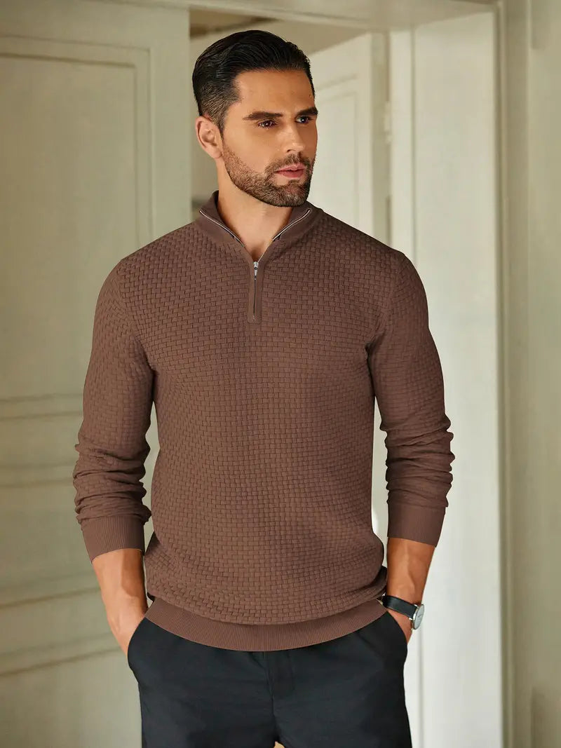 Colin | Men's Quarter-Zip Textured Sweater - Image 6
