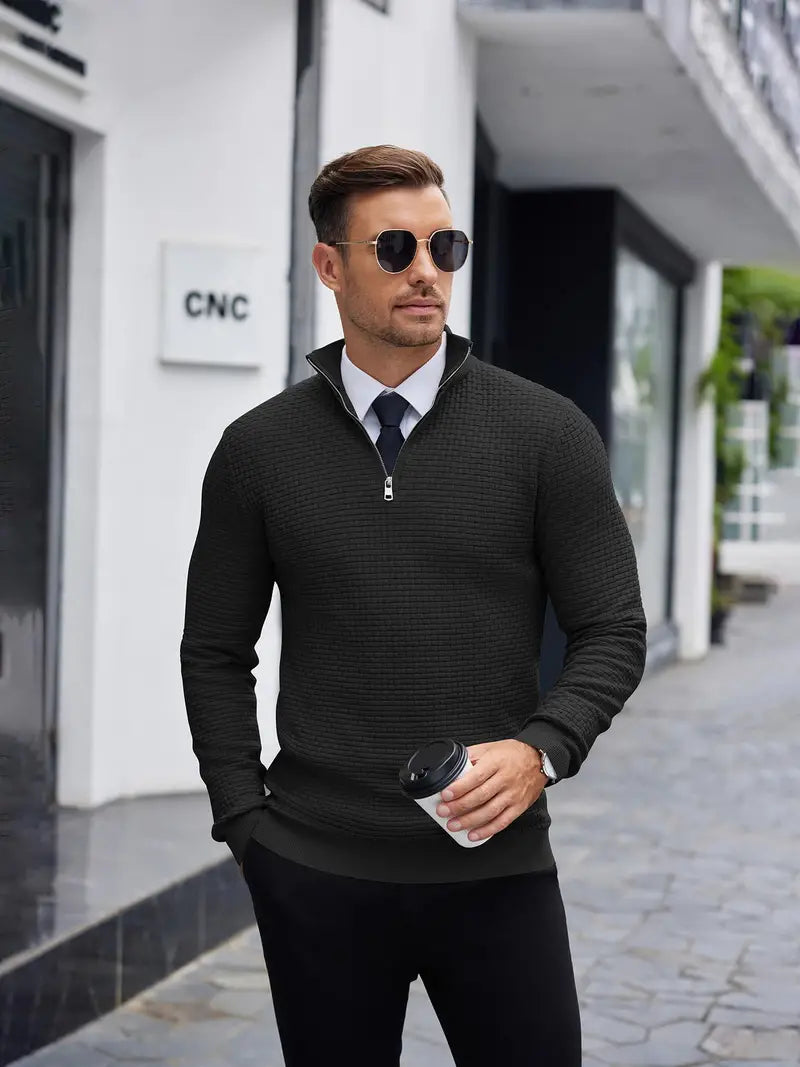 Colin | Men's Quarter-Zip Textured Sweater - Image 7
