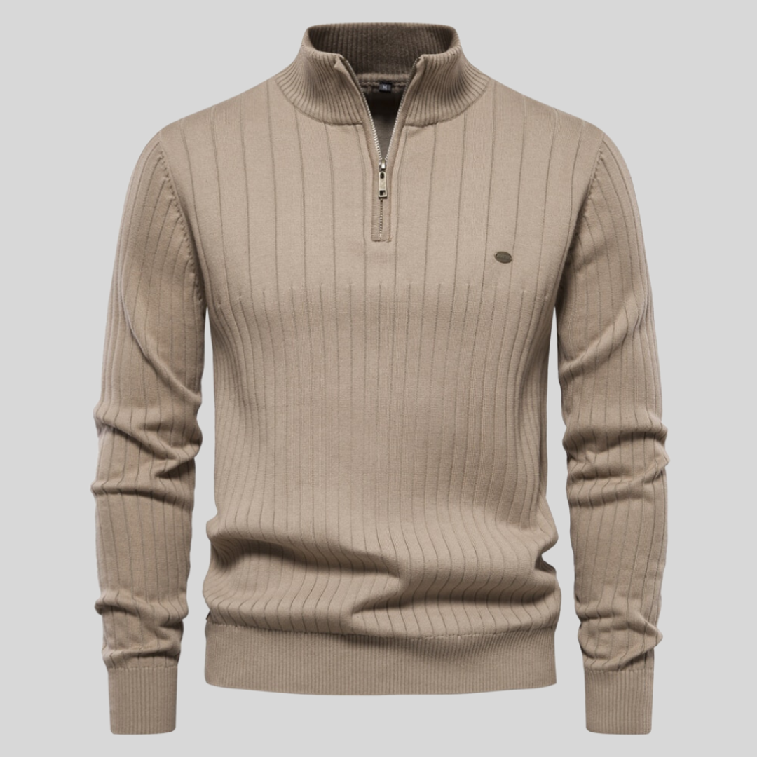 George | Men's Quarter Zip Ribbed Sweater - Image 9