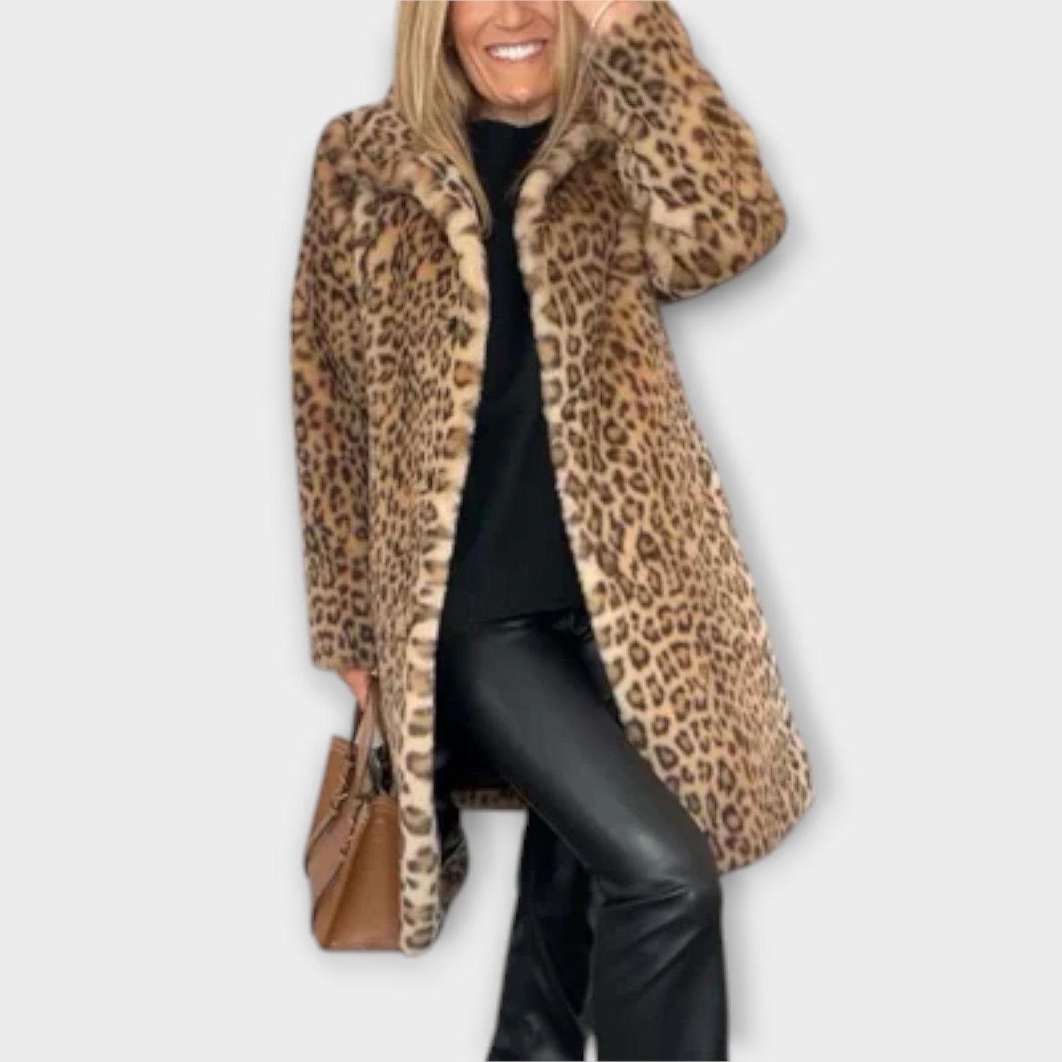 Fern | Women's Long Leopard Print Coat - Image 1