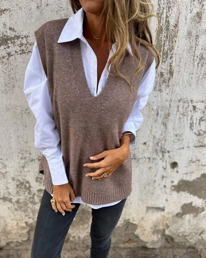 Cheri | Women's V-Neck Knit Sweater Vest - Image 2