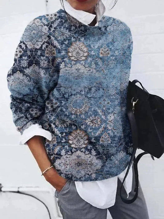 Gloria | Women's Printed Crewneck Long Sleeve Sweater - Image 1