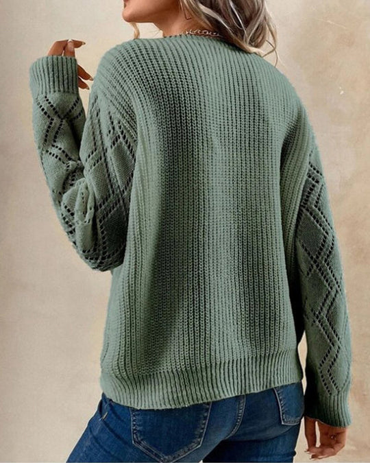 Women's V-Neck Long Sleeve Sweater - Image 2