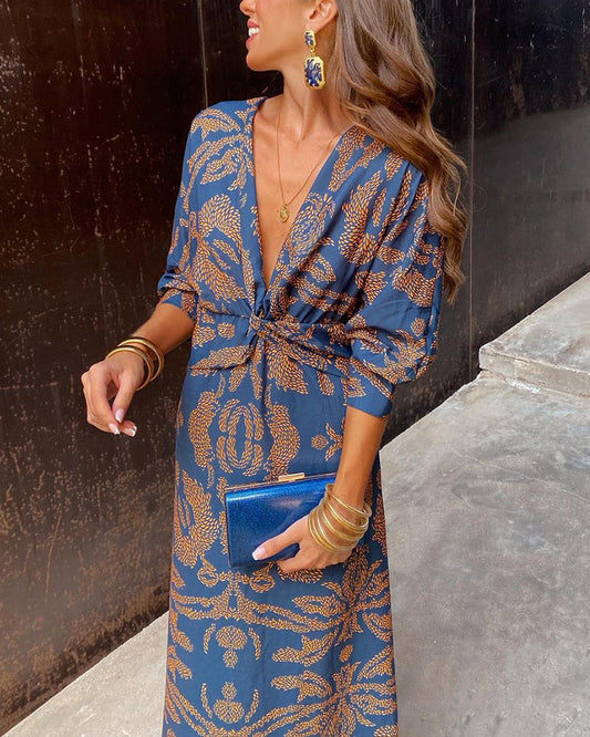 Sheila | Stylish Printed Dress with V-Neck - Image 1
