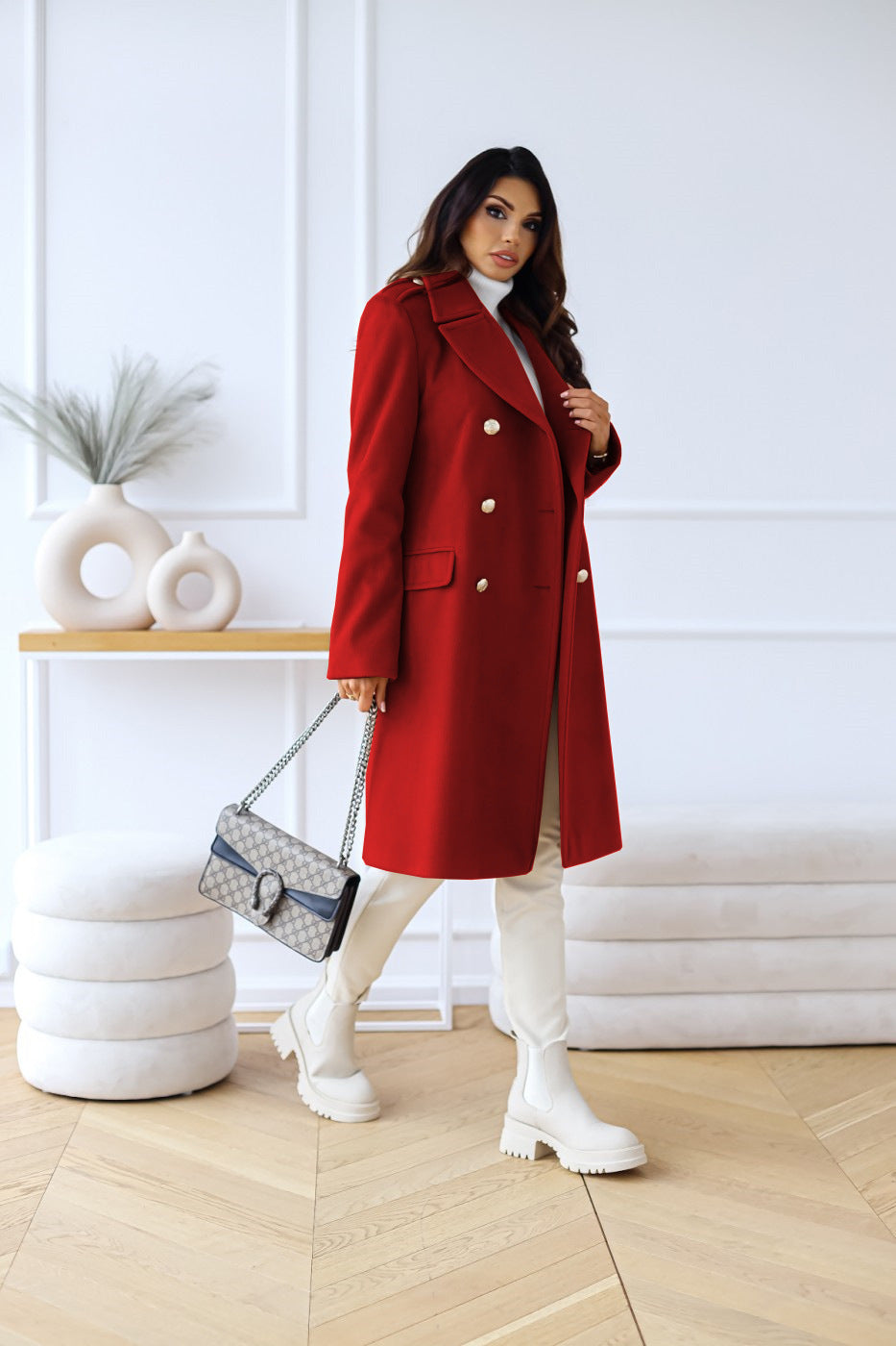 Lucille | Women's Double-Breasted A-Line Coat - Image 11