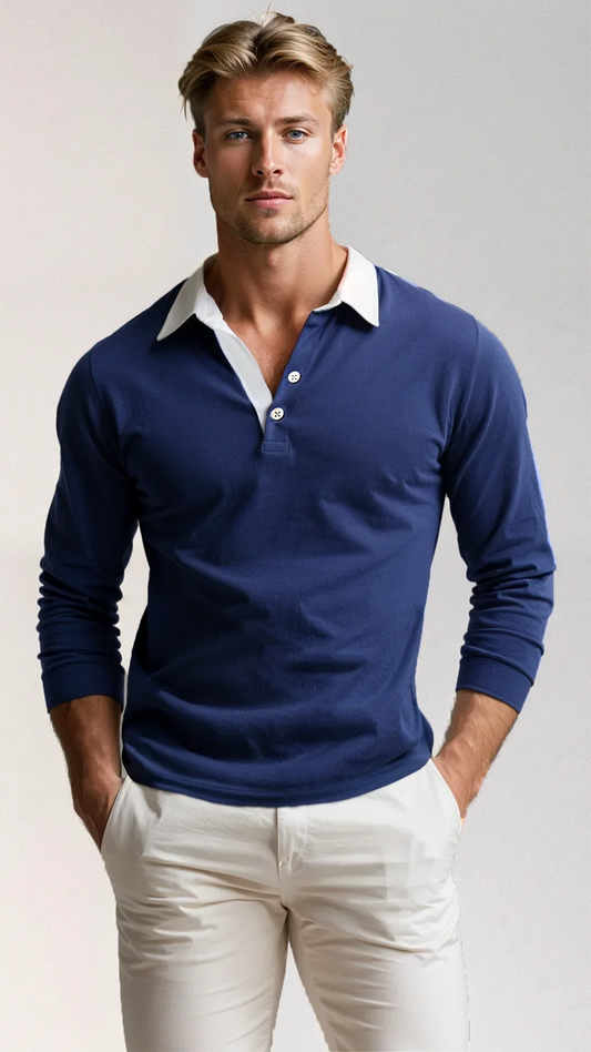 Gregory | Men's Long Sleeve Polo Sweater - Image 1