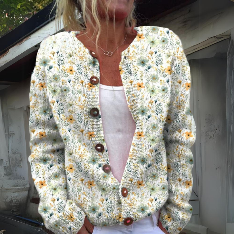 Jennifer | Women's Button-Front Floral Cardigan - Image 1