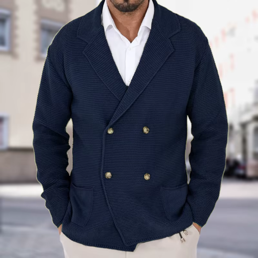 Men's Double-Breasted Sweater Blazer - Image 1