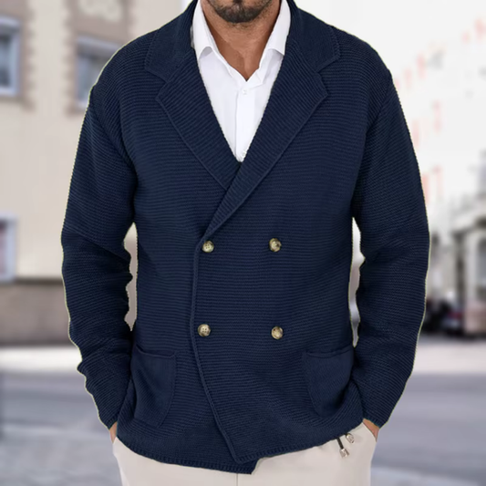 Men's Double-Breasted Sweater Blazer - Image 1