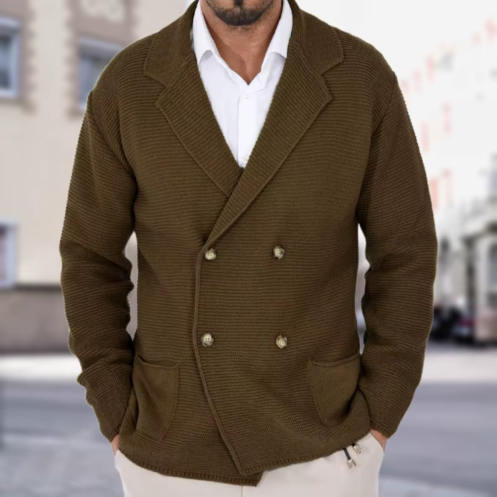 Men's Double-Breasted Sweater Blazer - Image 2