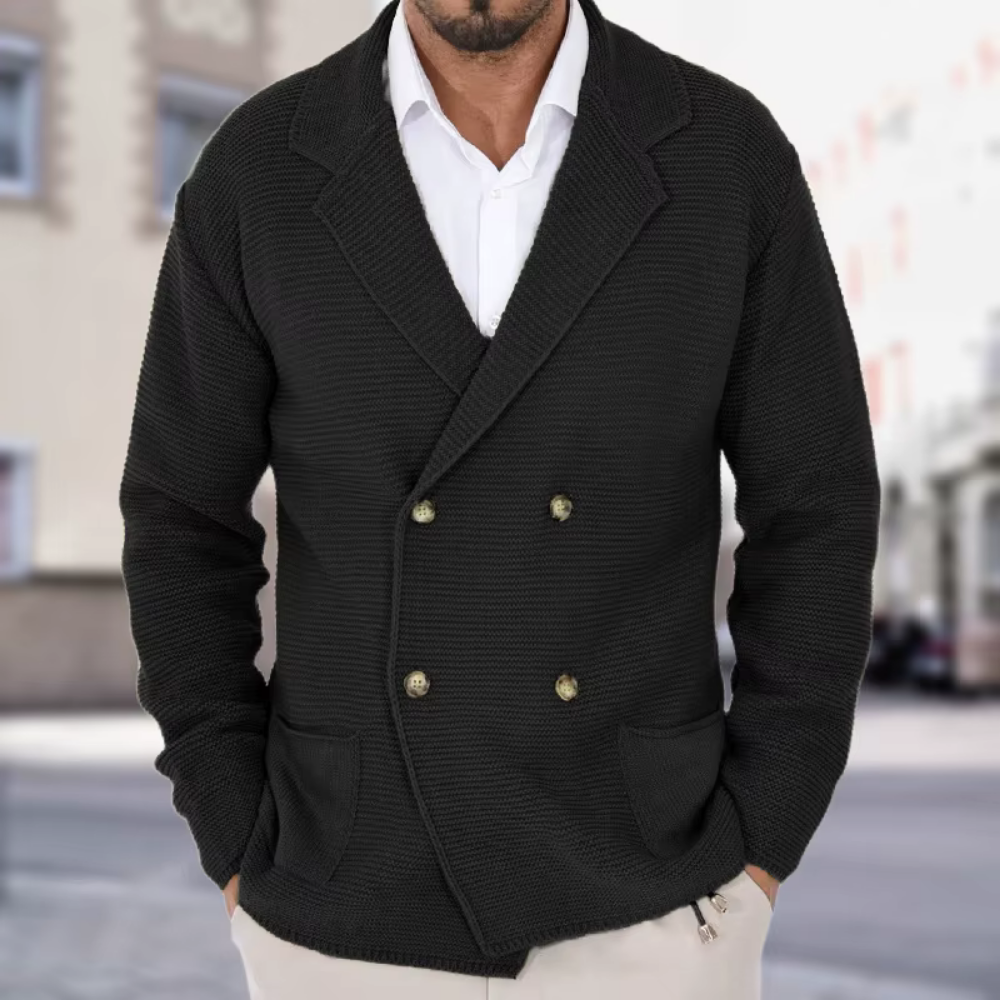 Men's Double-Breasted Sweater Blazer - Image 3