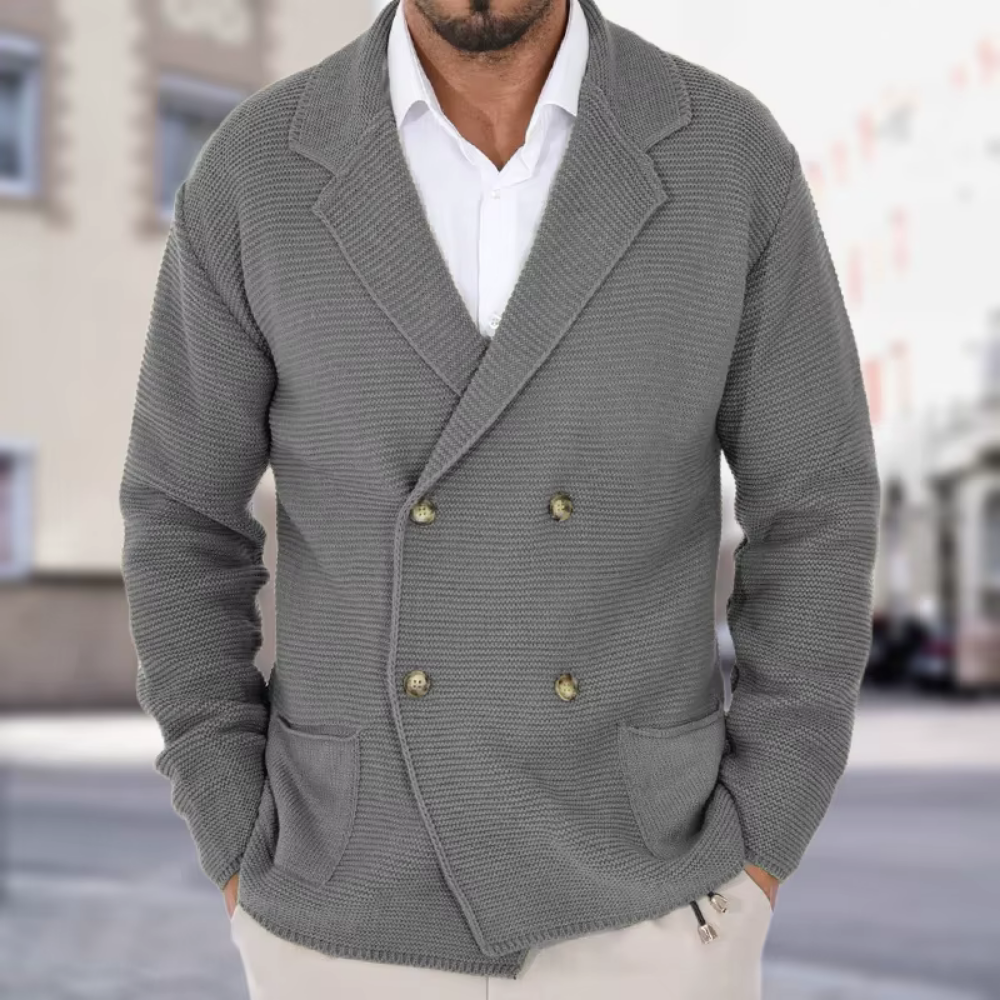 Men's Double-Breasted Sweater Blazer - Image 5