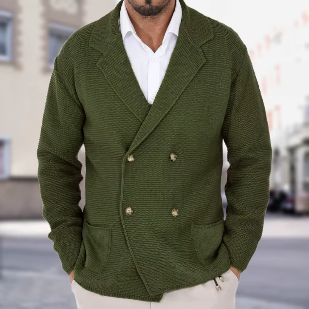 Men's Double-Breasted Sweater Blazer - Image 6