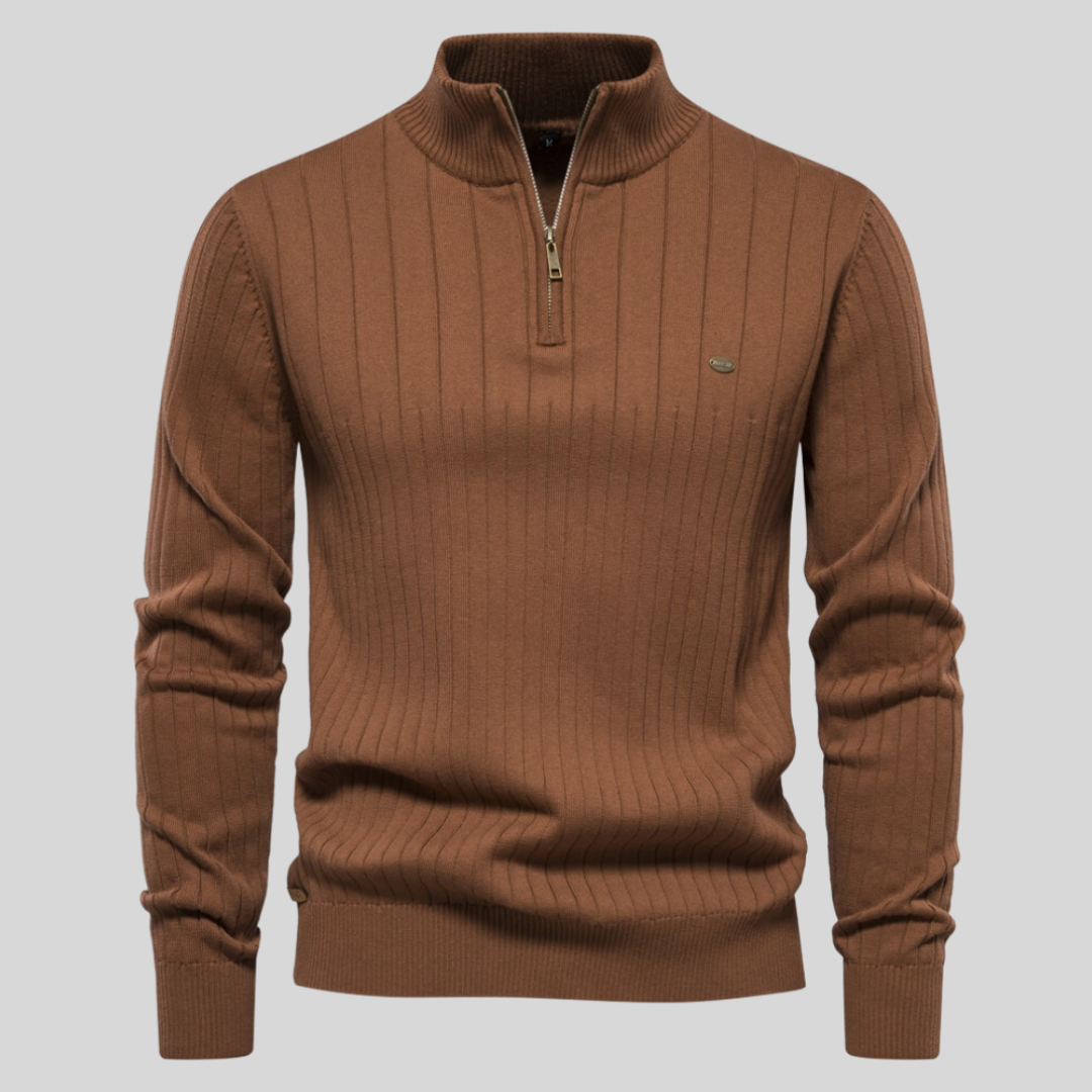 George | Men's Quarter Zip Ribbed Sweater - Image 8