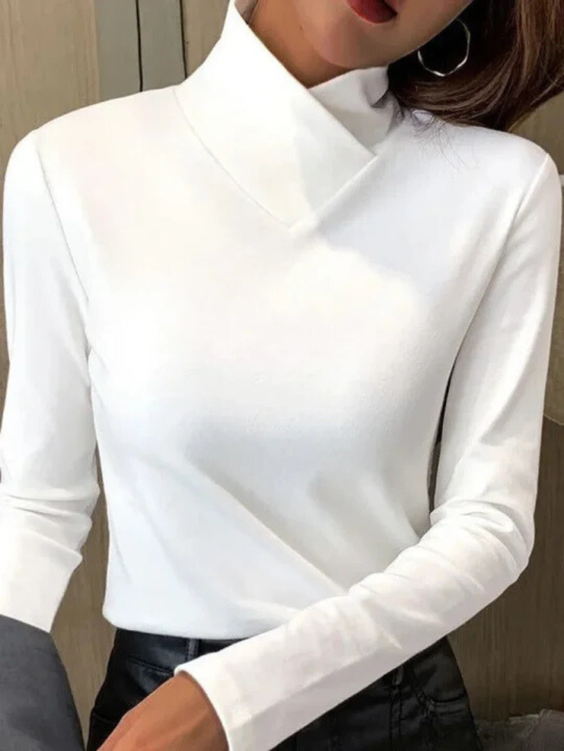 Cynthia | Women's Fitted Mock Neck Long Sleeve Top - Image 2