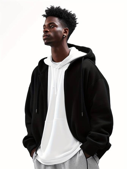 Harvey | Men's Oversized Full Zip Hoodie Jacket - Image 1