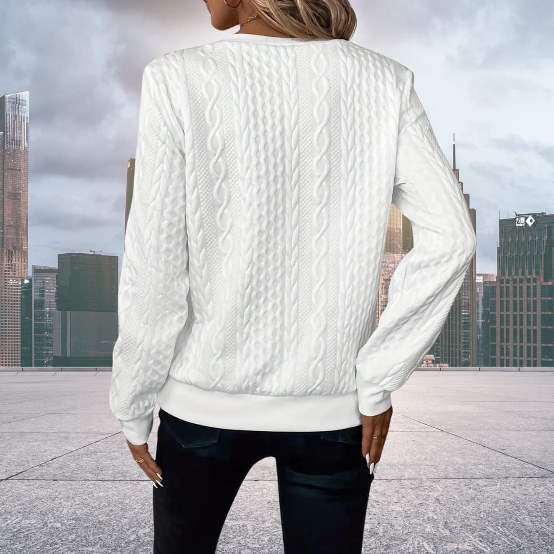 Valerie | Women's Cable Knit Quarter Zip Sweater - Image 6