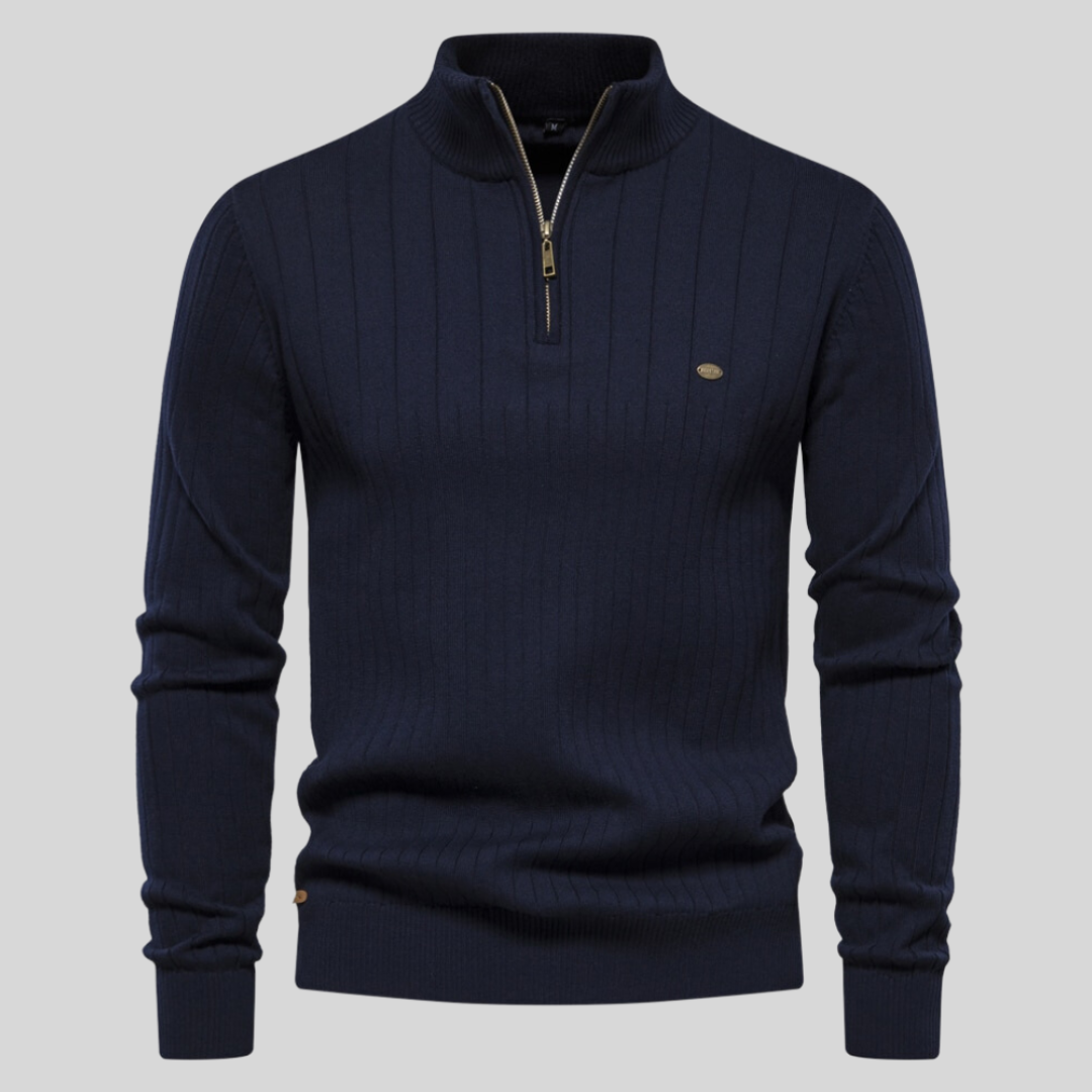 George | Men's Quarter Zip Ribbed Sweater - Image 10