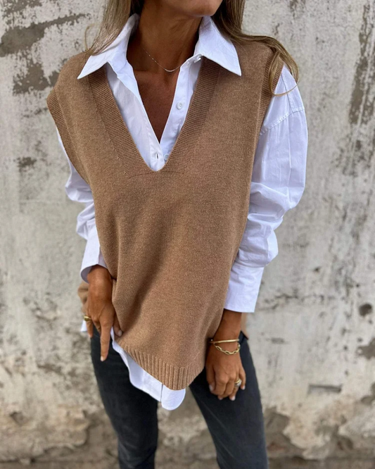 Cheri | Women's V-Neck Knit Sweater Vest - Image 1
