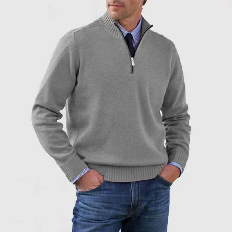 Dallas | Men's Quarter Zip Ribbed Knit Sweater - Image 2
