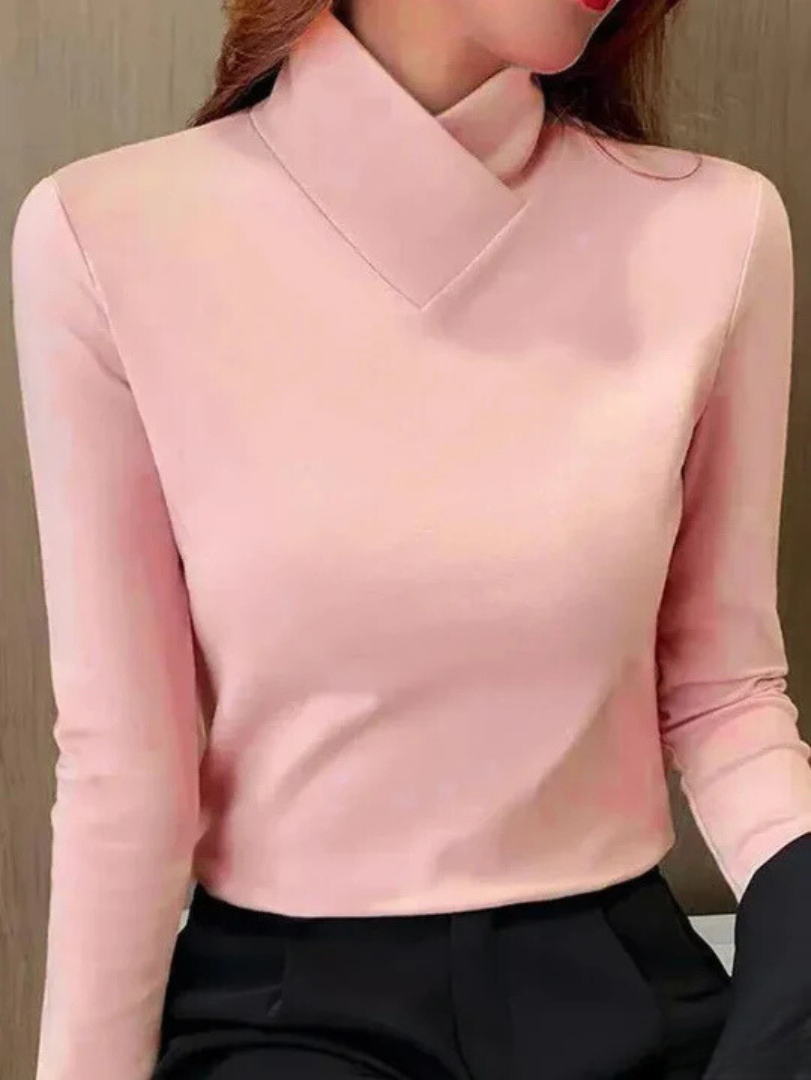 Cynthia | Women's Fitted Mock Neck Long Sleeve Top - Image 3