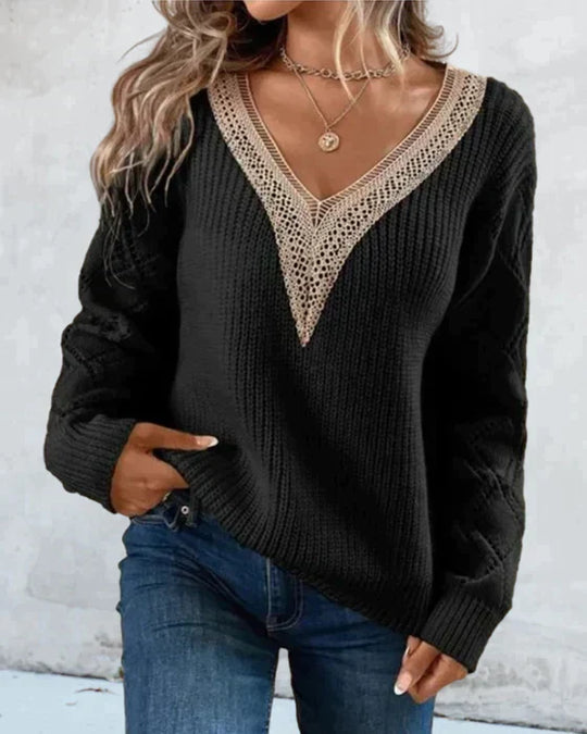 Women's V-Neck Long Sleeve Sweater - Image 5